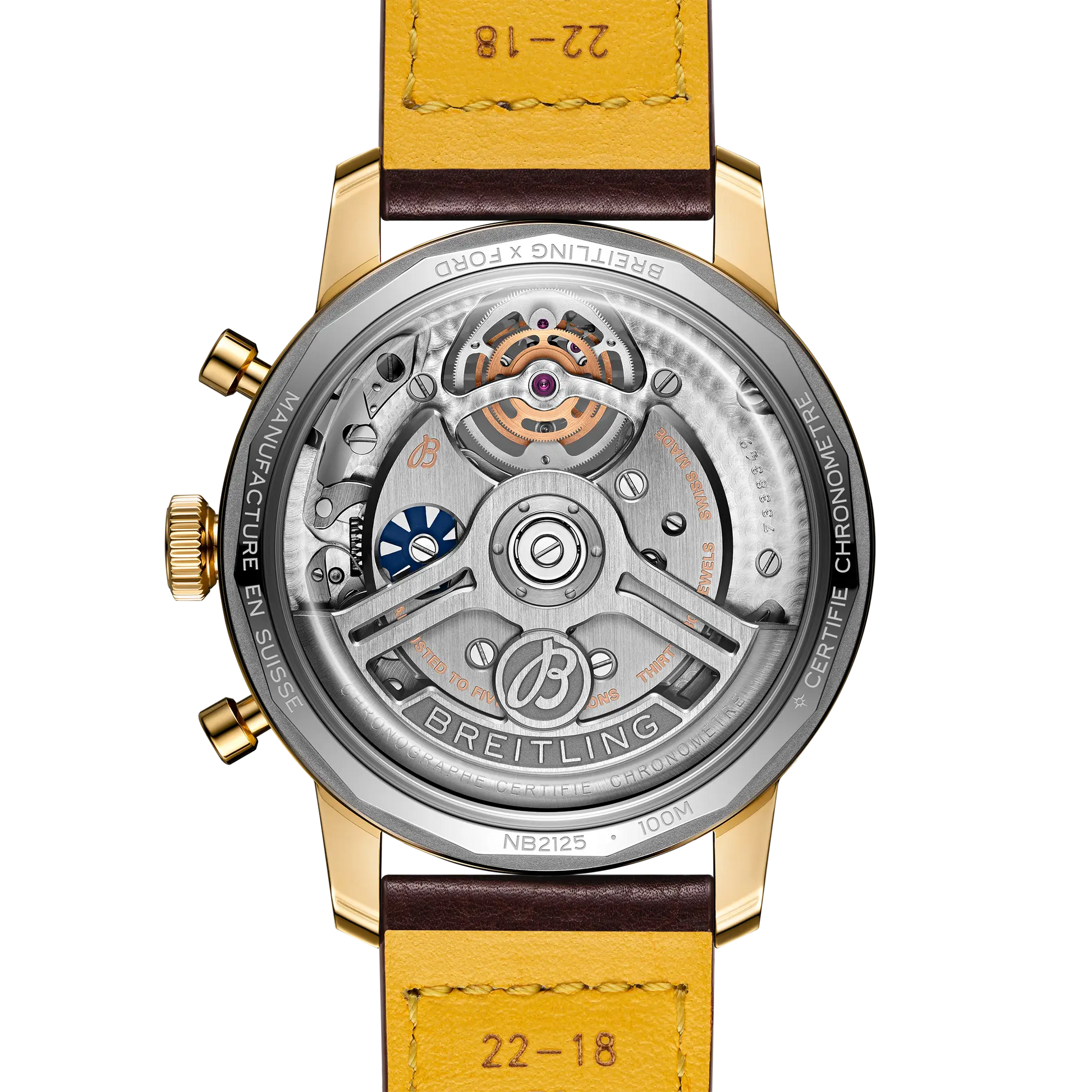 Caseback view of Breitling Top Time B21 Ford Mustang reference NB21251A1L1X1