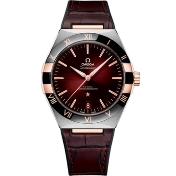Omega Constellation 41mm Red Dial Steel and Sedna Gold Leather Strap 131.23.41.21.11.001 UNWORN 2026