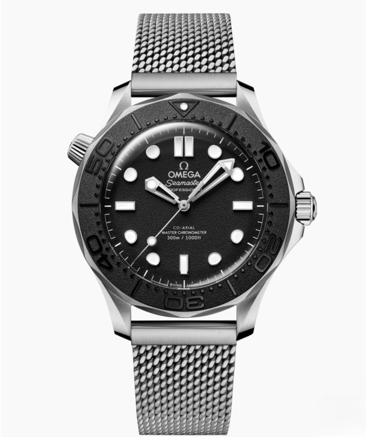 Omega Seamaster Diver 300M Spectre Edition 210.30.42.20.01.023 black dial on steel mesh bracelet