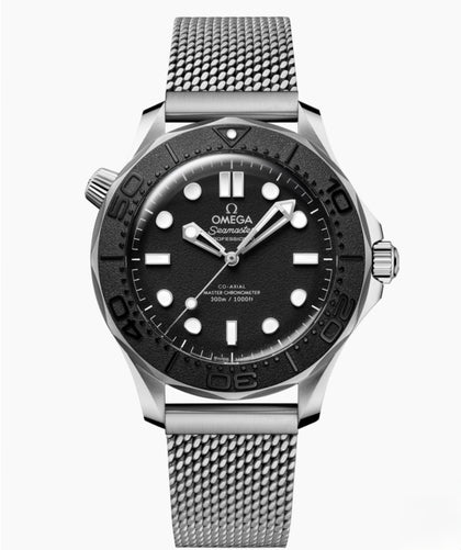 Omega Seamaster Diver 300M Spectre Edition 210.30.42.20.01.023 black dial on steel mesh bracelet
