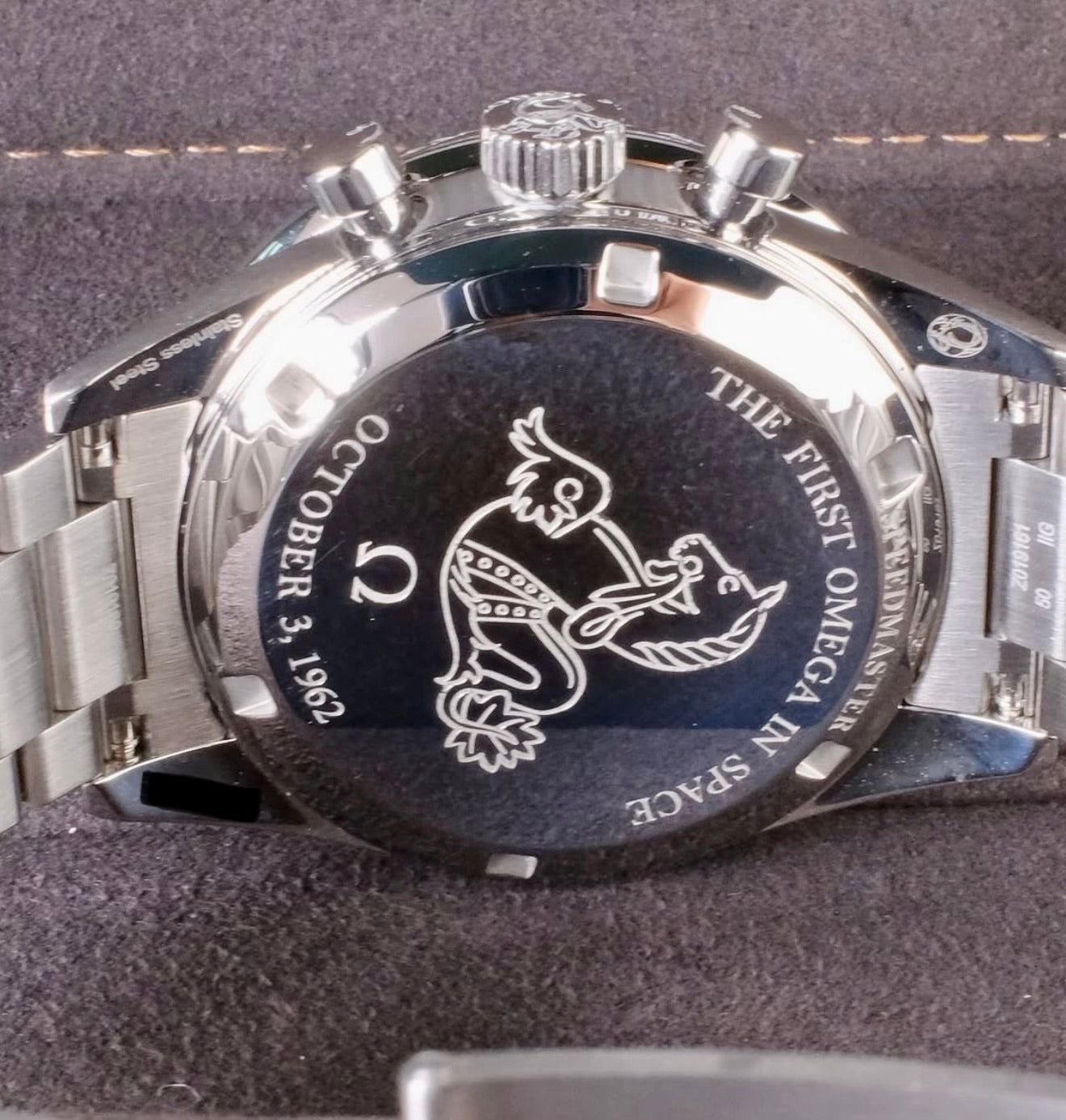 Omega Speedmaster First Omega in Space 310.30.40.50.06.001 commemorative caseback engraving