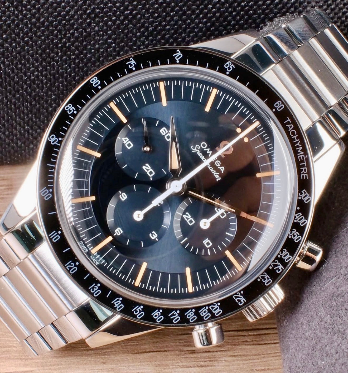 Omega Speedmaster First Omega in Space 310.30.40.50.06.001 three-quarter view