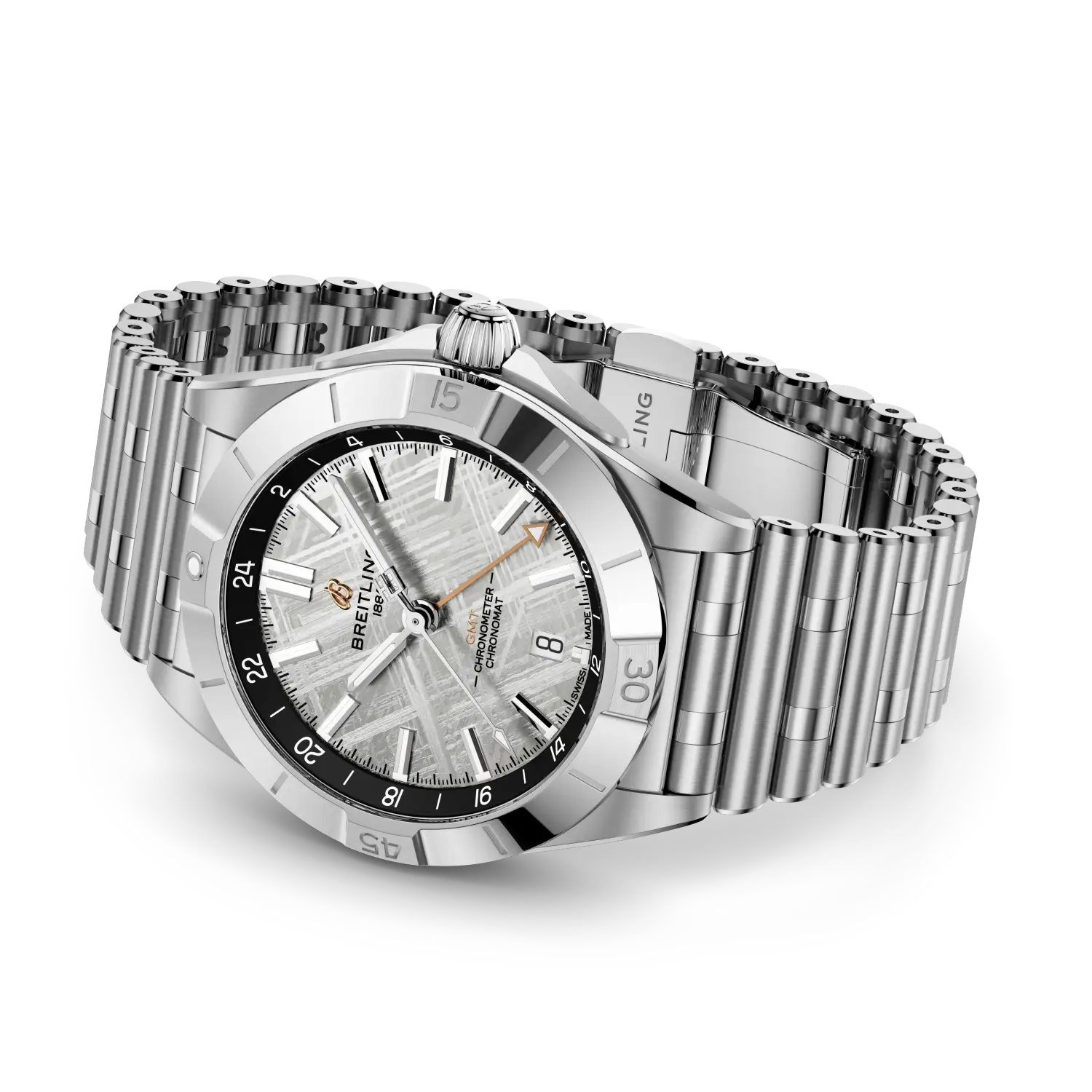Breitling Chronomat Automatic GMT 40 Erling Haaland reference P323982A1F1A1 with Meteorite dial, Stainless steel & platinum case, bracelet, bracelet or strap configuration view