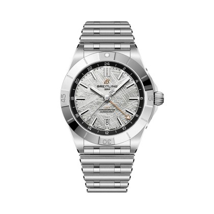 Breitling Chronomat Automatic GMT 40 Erling Haaland reference P323982A1F1A1 with Meteorite dial, Stainless steel & platinum case, bracelet, front view