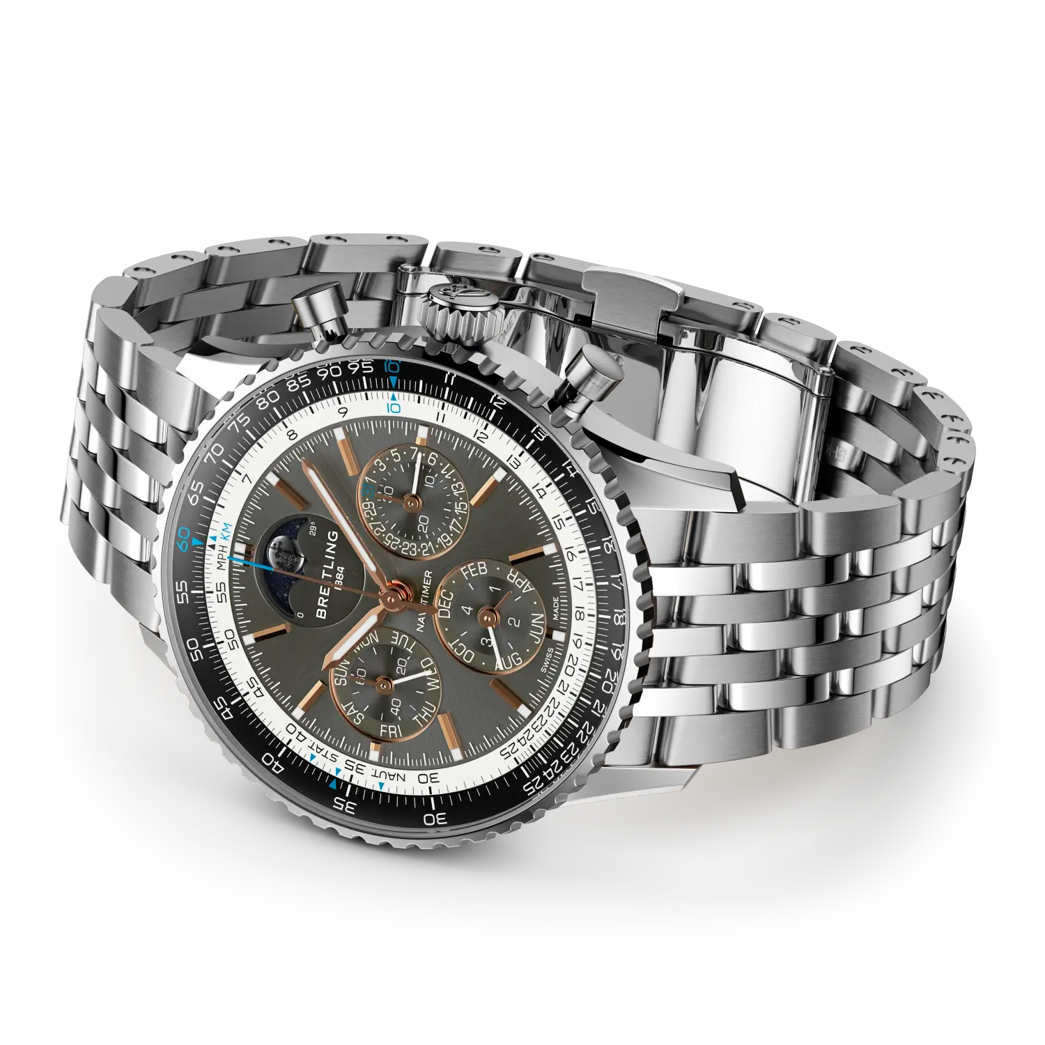 Breitling Navitimer B19 Chronograph 43 Perpetual Calendar reference PB1921251B1A1 with Anthracite dial, Stainless steel & platinum case, bracelet, bracelet or strap configuration view