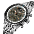 Breitling Navitimer B19 Chronograph 43 Perpetual Calendar reference PB1921251B1A1 with Anthracite dial, Stainless steel & platinum case, bracelet, three-quarter view