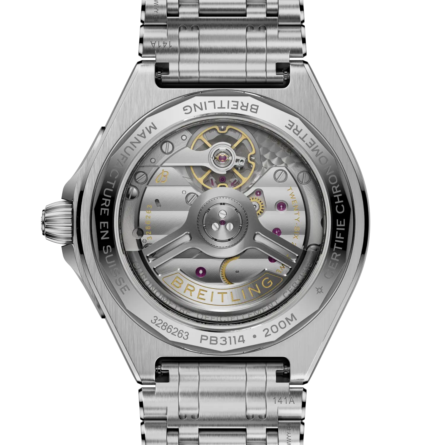 Caseback view of Breitling Chronomat B31 Automatic 40 reference PB3114101C1A1
