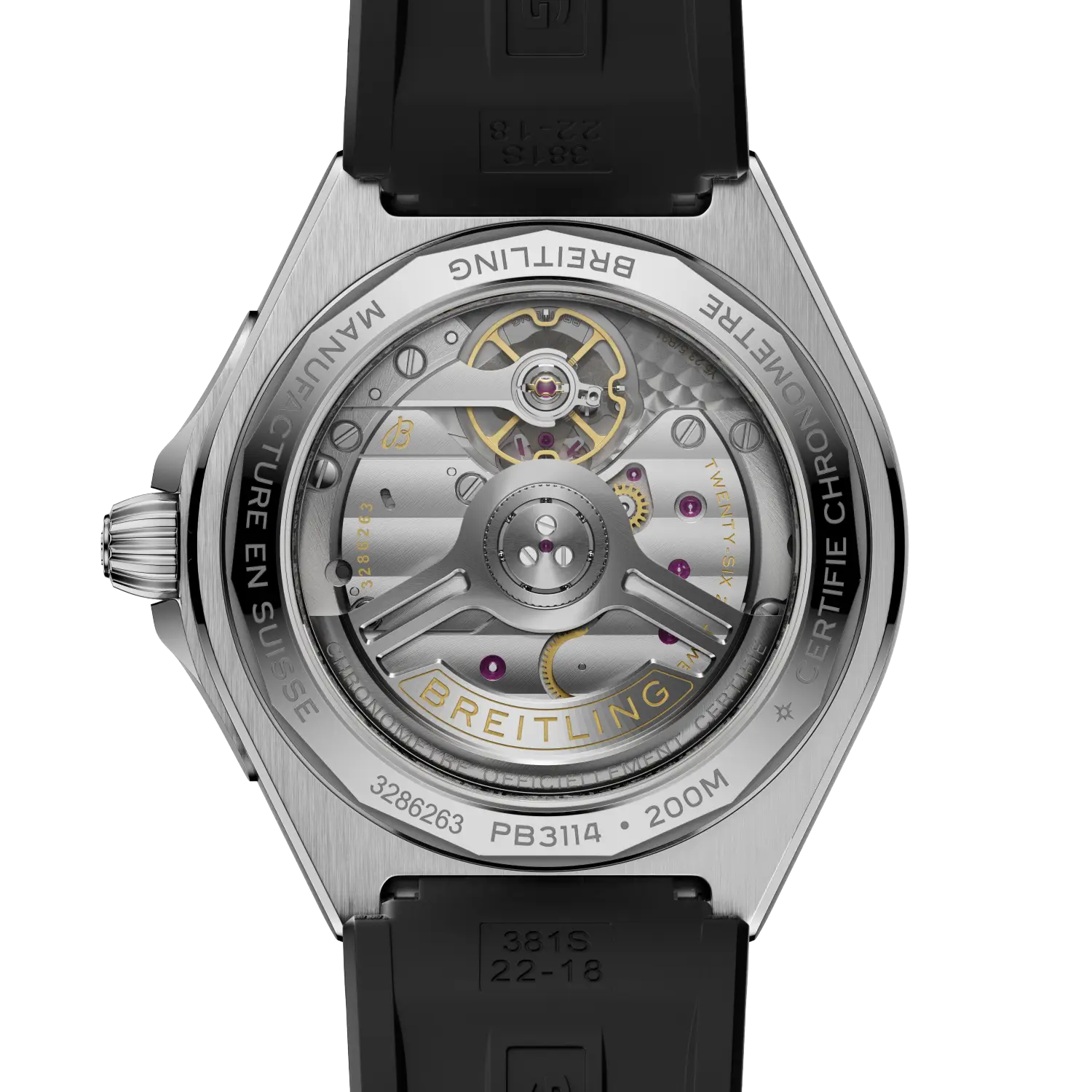 Caseback view of Breitling Chronomat B31 Automatic 40 reference PB3114101C1S1