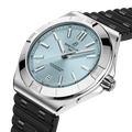 Breitling Chronomat B31 Automatic 40 reference PB3114101C1S1 with Ice blue dial, Stainless steel & platinum case, rubber strap, three-quarter view