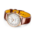 Breitling Navitimer Automatic 36 reference R17327211A1P1 with Mother-of-pearl dial, Small scale traceable 18K red gold case, alligator strap, bracelet or strap configuration view