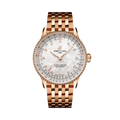 Breitling Navitimer Automatic 36 reference R17327211A1R1 with Mother-of-pearl dial, Small scale traceable 18K red gold case, bracelet, front view