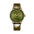 Breitling Navitimer Automatic 36 reference R17327371L1P1 with Green dial, 18k red gold case, alligator strap, front view