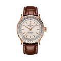 Breitling Navitimer Automatic 41 reference R17329F41G1P1 with Cream dial, Small scale traceable 18K red gold case, alligator strap, front view
