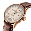 Breitling Navitimer Automatic 41 reference R17329F41G1P1 with Cream dial, Small scale traceable 18K red gold case, alligator strap, three-quarter view