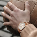 Breitling Navitimer Automatic 41 reference R17329F41G1R1 with Cream dial, Small scale traceable 18K red gold case, bracelet, on-wrist view