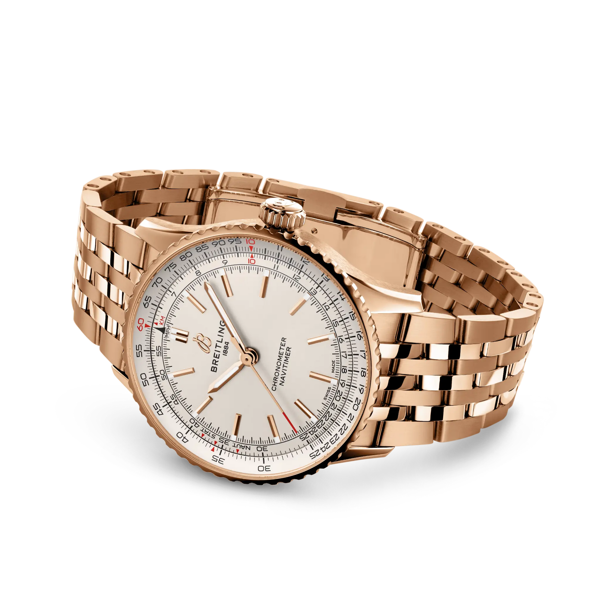 Breitling Navitimer Automatic 41 reference R17329F41G1R1 with Cream dial, Small scale traceable 18K red gold case, bracelet, bracelet or strap configuration view