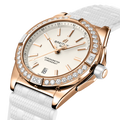 Breitling Super Chronomat Automatic 38 Origins reference R17356531G1S1 with Cream dial, Small scale traceable 18K red gold case, rubber strap, three-quarter view