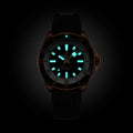 Breitling Superocean Automatic 42 reference R17375211B1S1 with Black dial, 18k red gold case, rubber strap, illuminated dial view