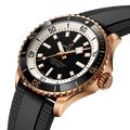 Breitling Superocean Automatic 42 reference R17375211B1S1 with Black dial, 18k red gold case, rubber strap, three-quarter view