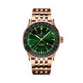 Breitling Navitimer Automatic GMT 41 reference R32310251L1R1 with Green dial, Small scale traceable 18K red gold case, bracelet, front view