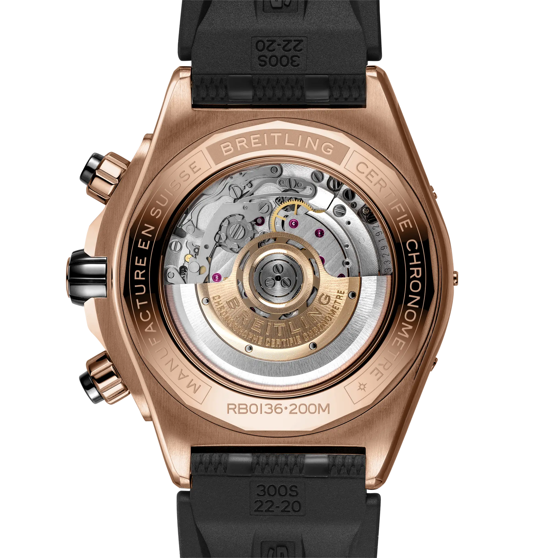 Caseback view of Breitling Super Chronomat B01 44 reference RB01361A1L1S1