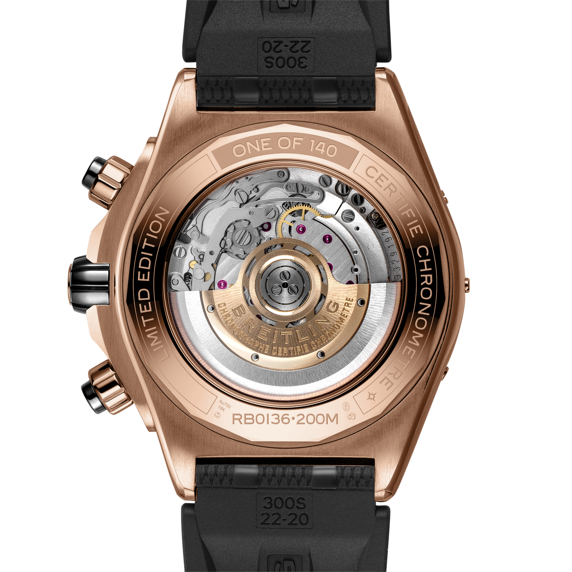 Caseback view of Breitling Super Chronomat B01 44 reference RB01362A1C1S1