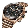 Breitling Super Chronomat B01 44 reference RB01365A1B1R1 with Black mother-of-pearl dial, 18k red gold case, bracelet, three-quarter view