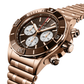 Breitling Super Chronomat B01 44 reference RB0136E31Q1R1 with Brown dial, 18k red gold case, bracelet, three-quarter view