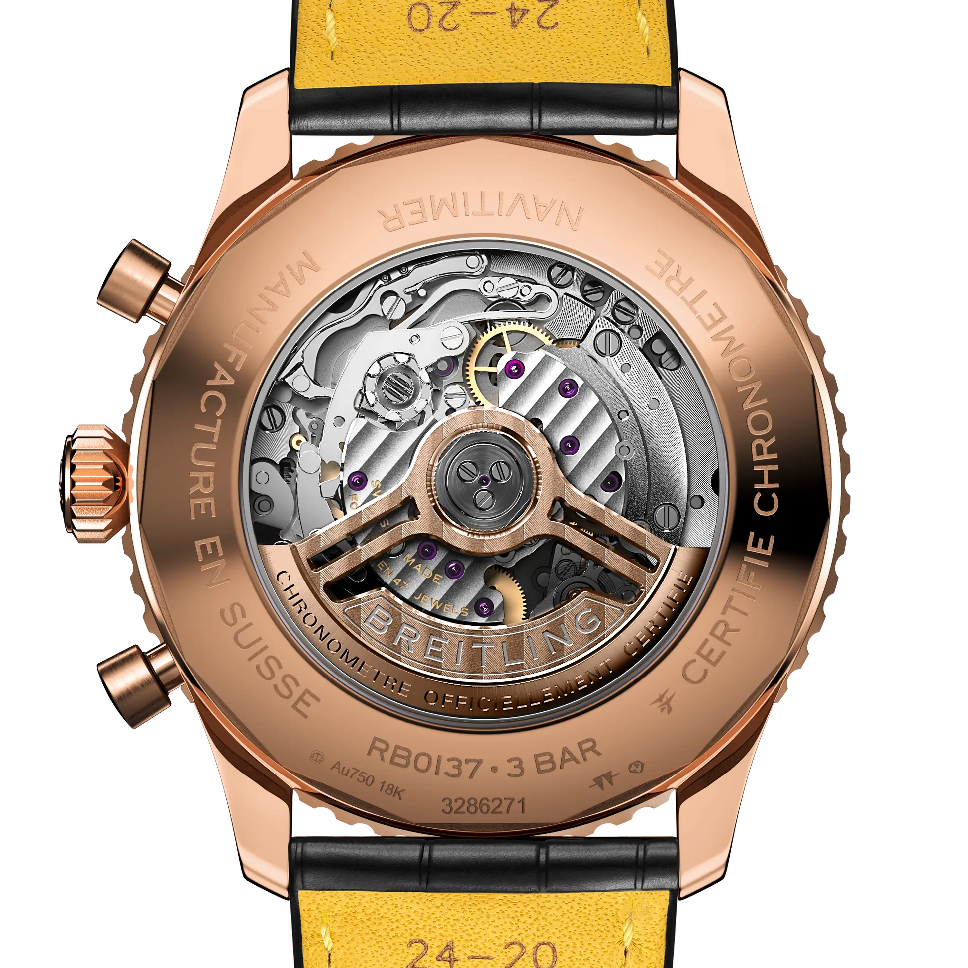 Caseback view of Breitling Navitimer B01 Chronograph 46 reference RB0137241G1P1