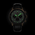 Breitling Navitimer B01 Chronograph 46 reference RB0137241G1P1 with Cream dial, 18k red gold case, black alligator strap, illuminated dial view