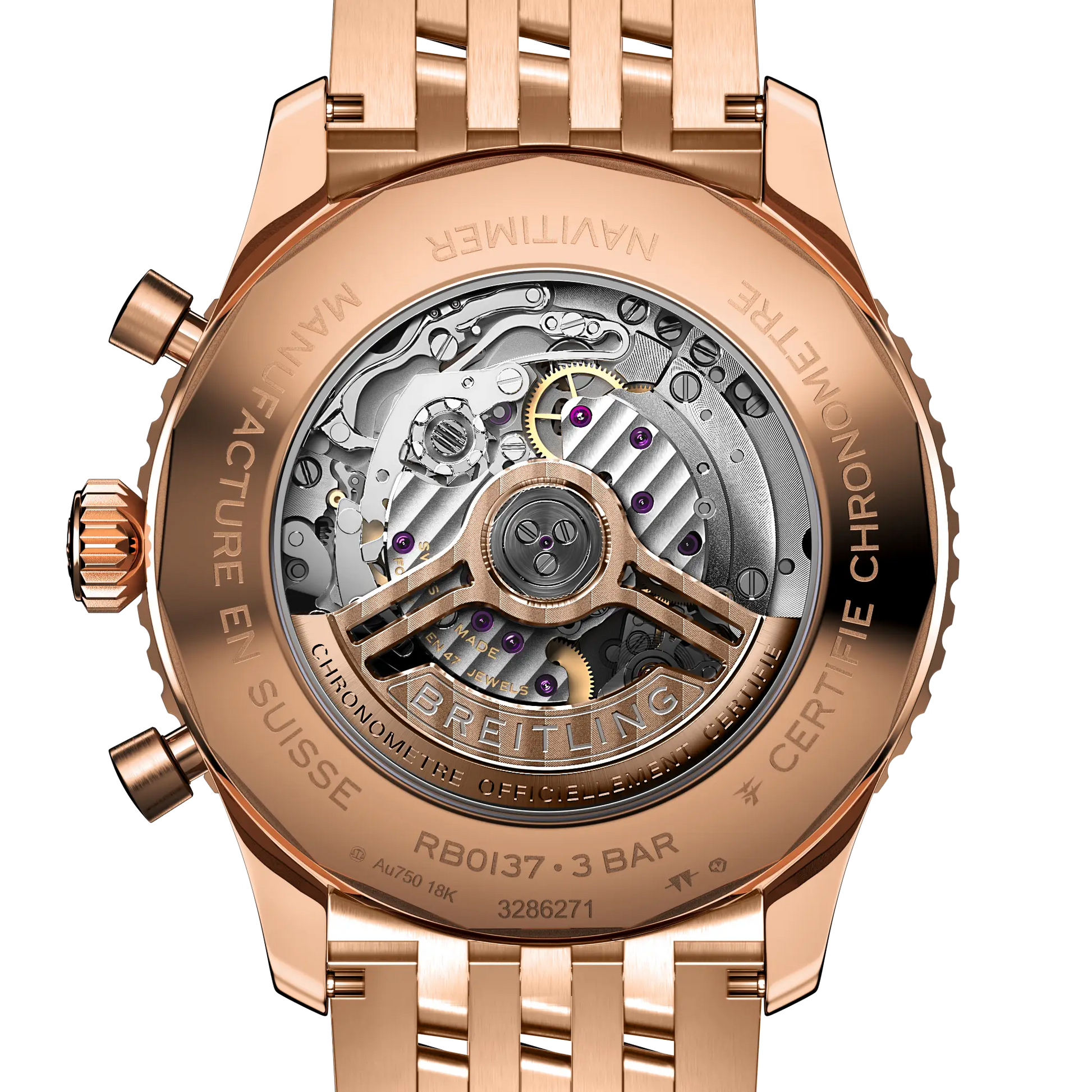 Caseback view of Breitling Navitimer B01 Chronograph 46 reference RB0137241G1R1