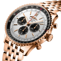Breitling Navitimer B01 Chronograph 46 reference RB0137241G1R1 with Cream dial, 18k red gold case, bracelet, three-quarter view