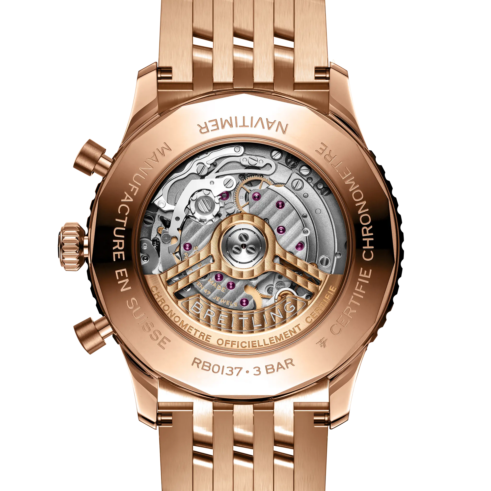 Caseback view of Breitling Navitimer B01 Chronograph 46 reference RB0137241L1R1