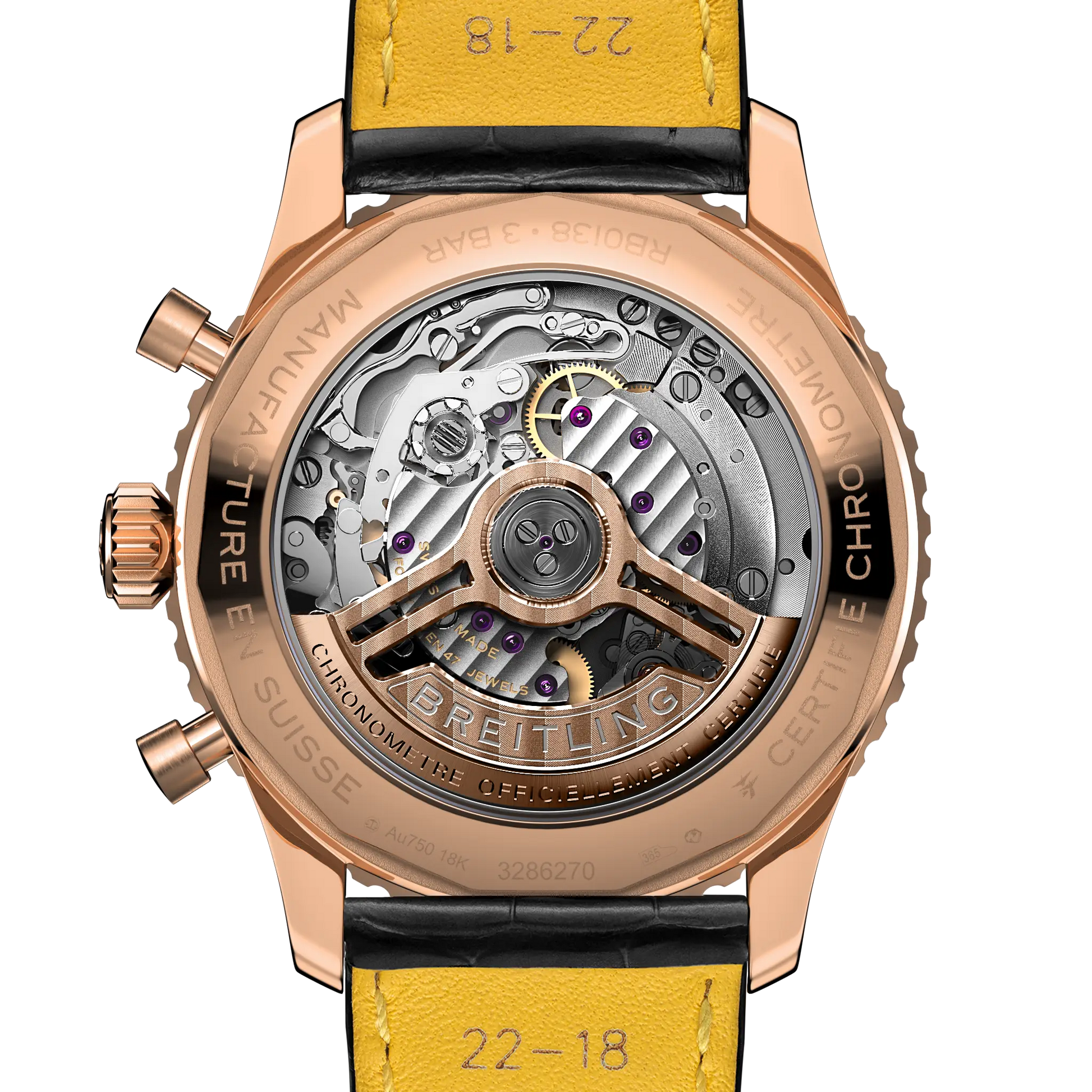 Caseback view of Breitling Navitimer B01 Chronograph 43 reference RB0138211B1P1