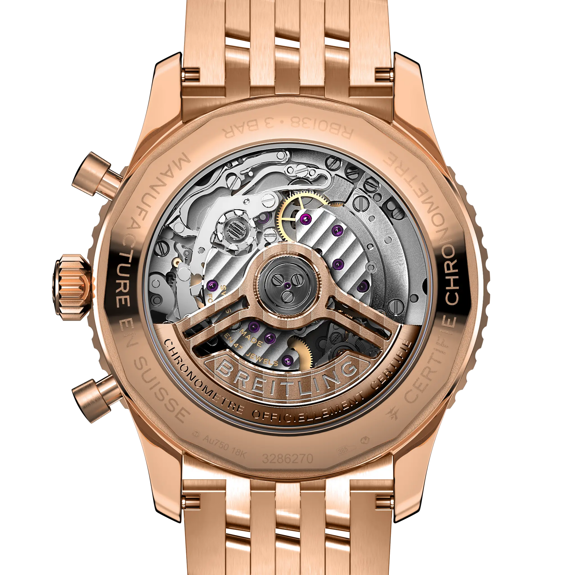 Caseback view of Breitling Navitimer B01 Chronograph 43 reference RB0138211B1R1