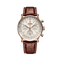 Breitling Navitimer B01 Chronograph 41 reference RB0139211G1P1 with Cream dial, 18k red gold case, brown alligator strap, front view