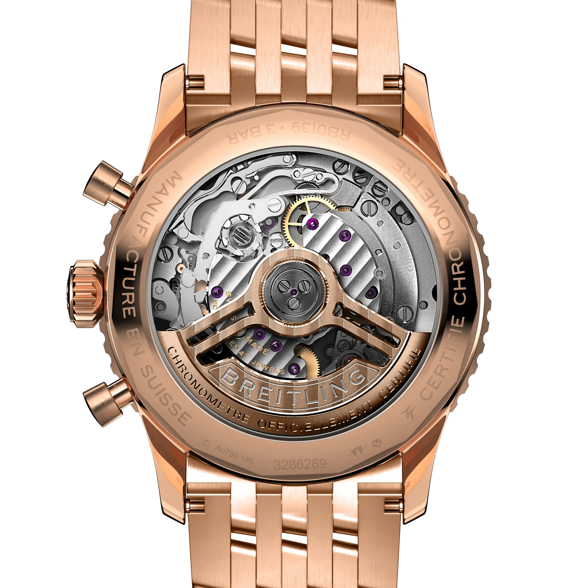 Caseback view of Breitling Navitimer B01 Chronograph 41 reference RB0139211G1R1