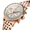 Breitling Navitimer B01 Chronograph 41 reference RB0139211G1R1 with Cream dial, 18k red gold case, bracelet, three-quarter view