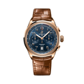 Breitling Premier B01 Chronograph 42 reference RB0145171C1P1 with Blue dial, 18k red gold case, alligator strap, front view