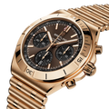 Breitling Chronomat B01 Chronograph 42 reference RB0158101Q1R1 with Brown dial, 18k red gold case, bracelet, three-quarter view