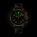 Breitling Top Time B01 reference RB01761A1Q1X1 with Bronze dial, 18k red gold case, calfskin strap, illuminated dial view