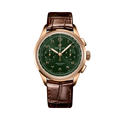 Breitling Premier B09 Chronograph 40 reference RB0930361L1P1 with Green dial, 18k red gold case, alligator strap, front view