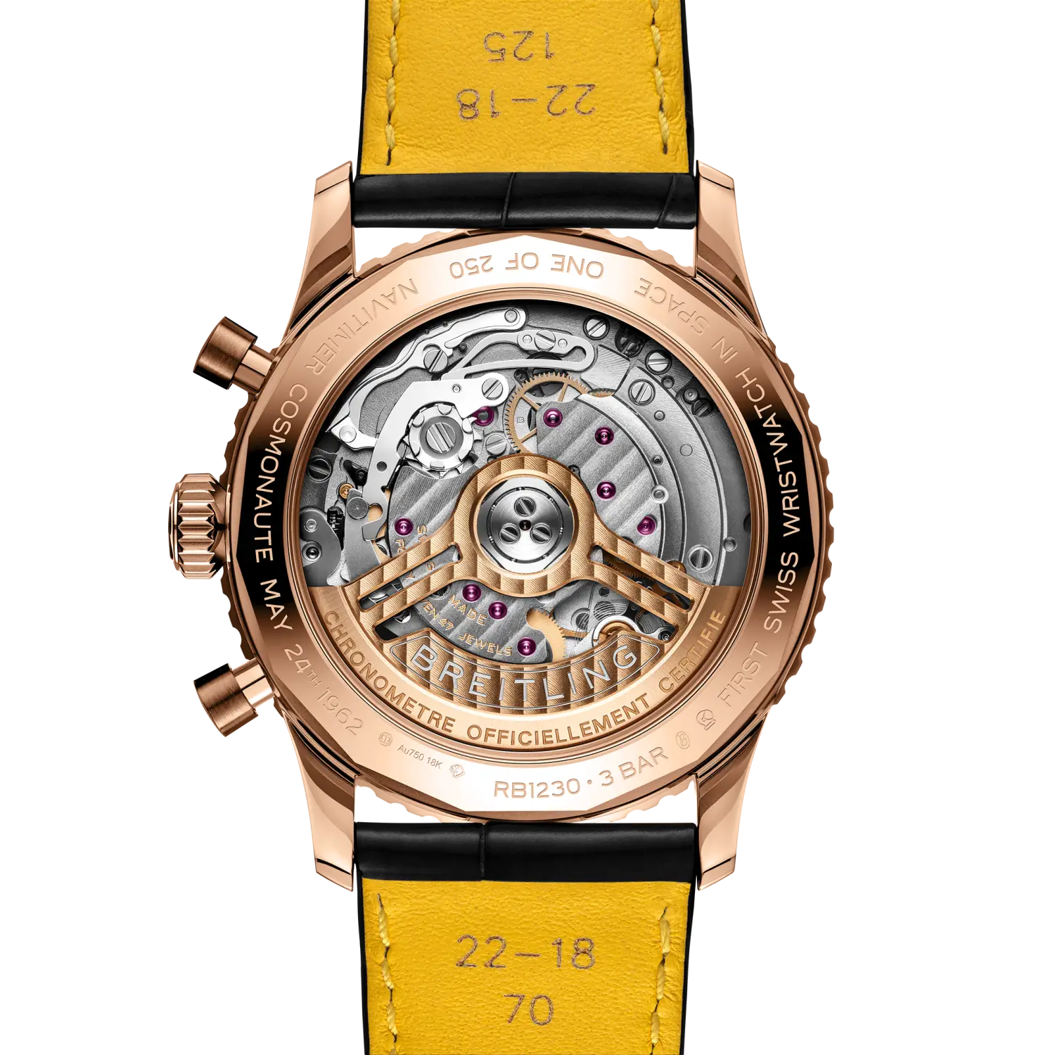 Caseback view of Breitling Navitimer B12 Chronograph 41 Cosmonaute reference RB12302A1L1P1