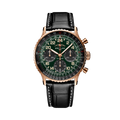 Breitling Navitimer B12 Chronograph 41 Cosmonaute reference RB12302A1L1P1 with Green dial, 18k red gold case, alligator strap, front view