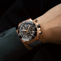Breitling Super Chronomat B19 44 Perpetual Calendar 140th Anniversary reference RB19301A1G1S1 with Transparent dial, 18k red gold case, rubber strap, on-wrist view