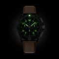 Breitling Avenger B01 Chronograph 42 Night Mission reference SB0146101B1X1 with Carbon dial, Ceramic case, calfskin strap, illuminated dial view