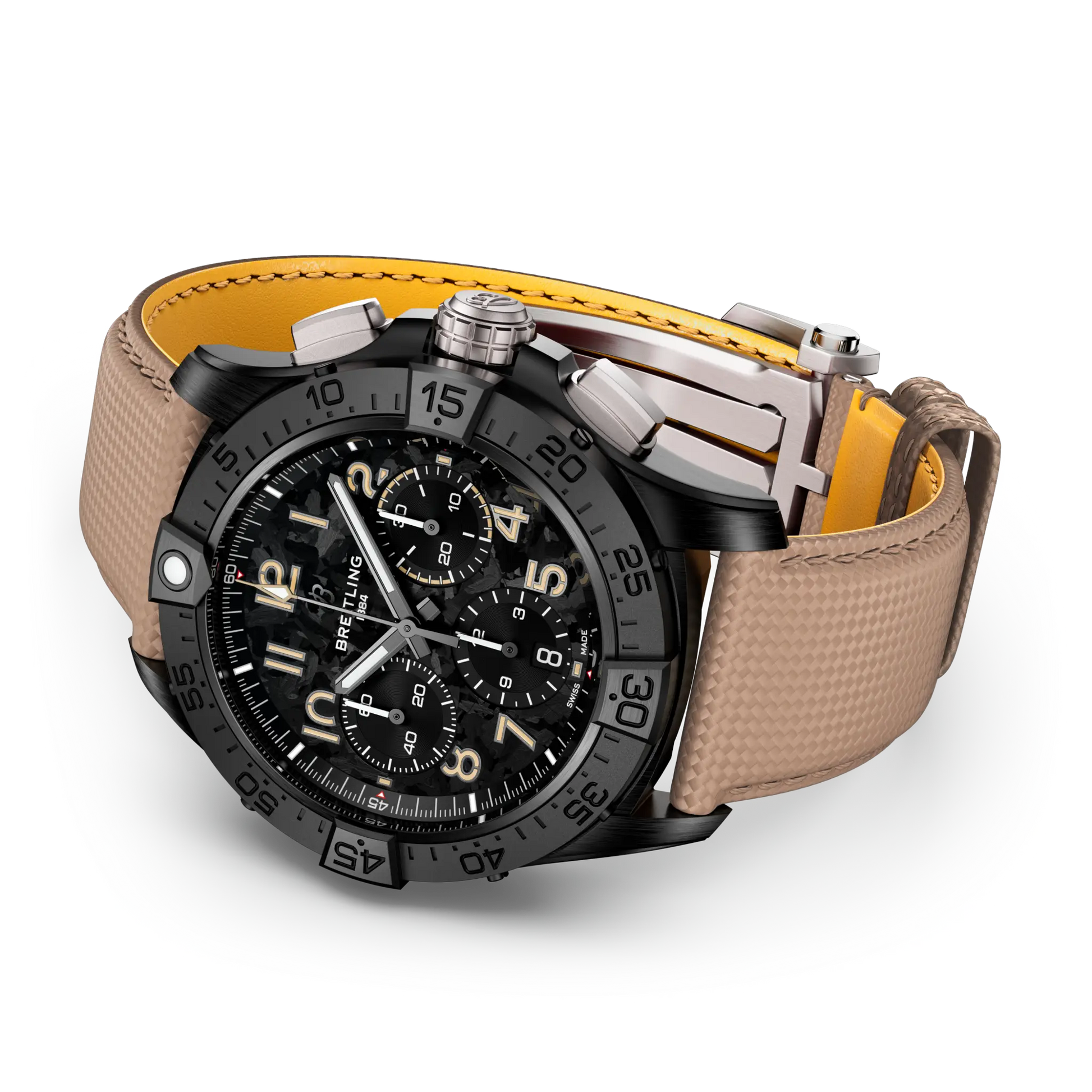 Breitling Avenger B01 Chronograph 42 Night Mission reference SB0146101B1X1 with Carbon dial, Ceramic case, calfskin strap, bracelet or strap configuration view