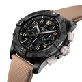 Breitling Avenger B01 Chronograph 42 Night Mission reference SB0146101B1X1 with Carbon dial, Ceramic case, calfskin strap, three-quarter view