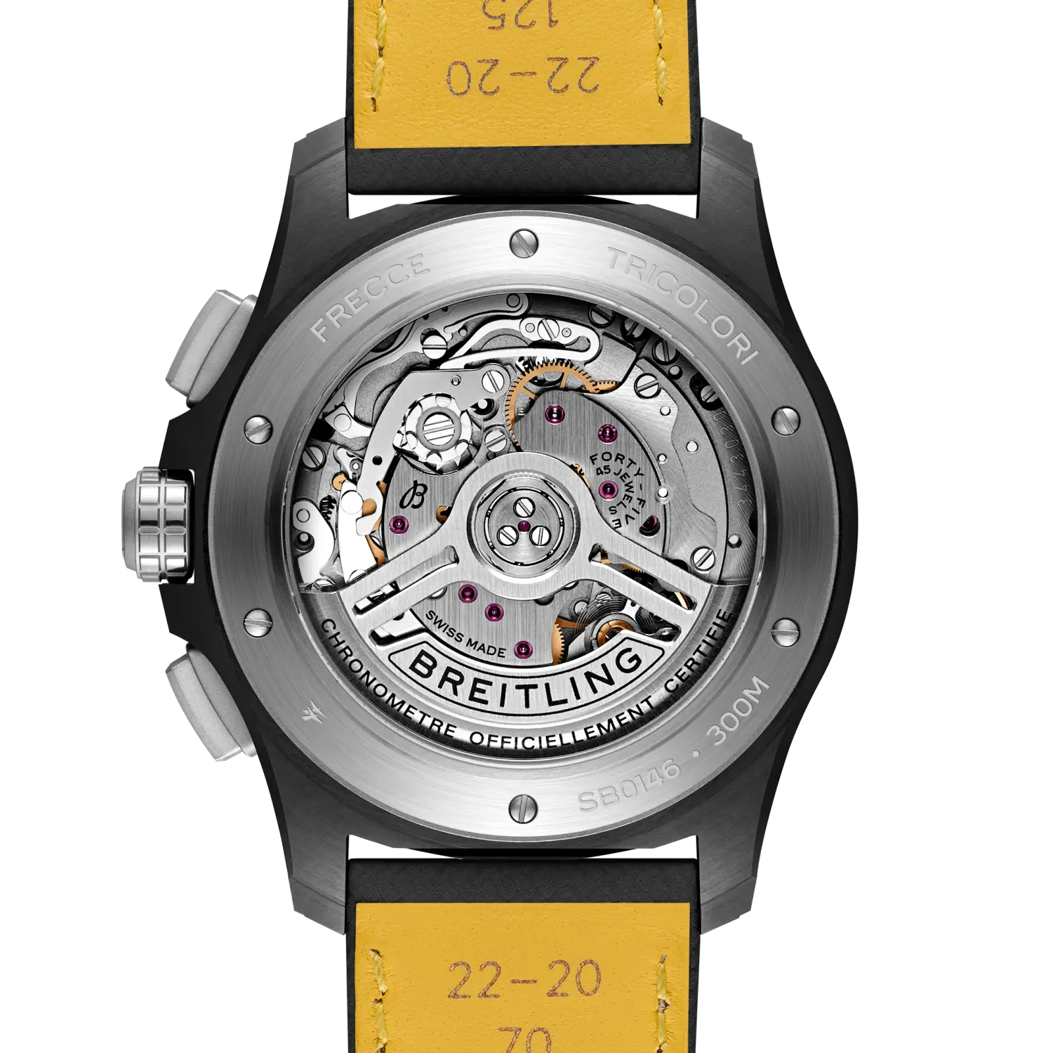 Caseback view of Breitling Avenger B01 Chronograph 42 reference SB01462A1L1X1