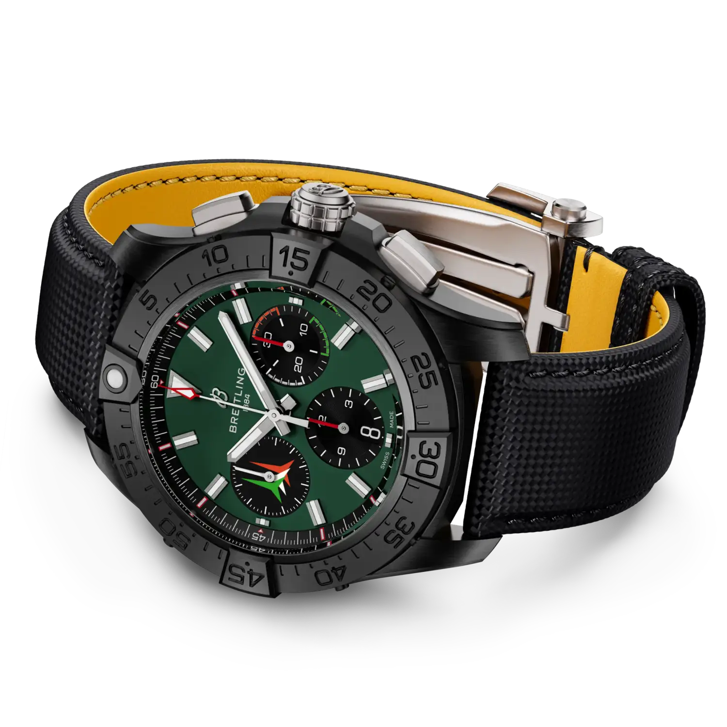 Breitling Avenger B01 Chronograph 42 reference SB01462A1L1X1 with Green dial, Ceramic case, calfskin strap, bracelet or strap configuration view